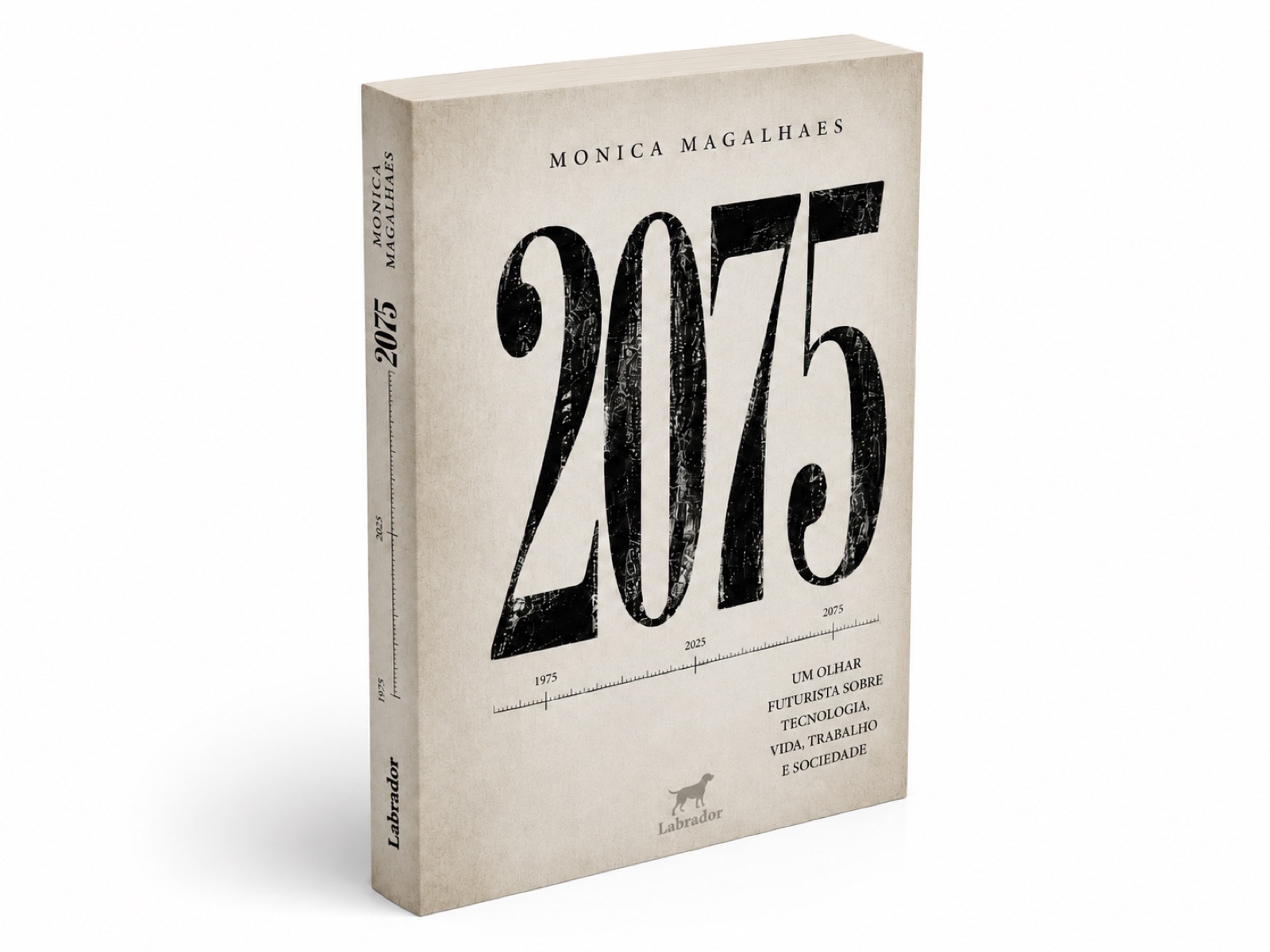 Exemplar de 2075 em pé, com a lombada visível